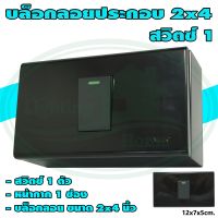 บล็อกลอย ขนาด 2x4 นิ้ว พร้อม สวิตซ์ 1 ตัว สีดำ (G-18) * ยกลัง 12 ชุด *