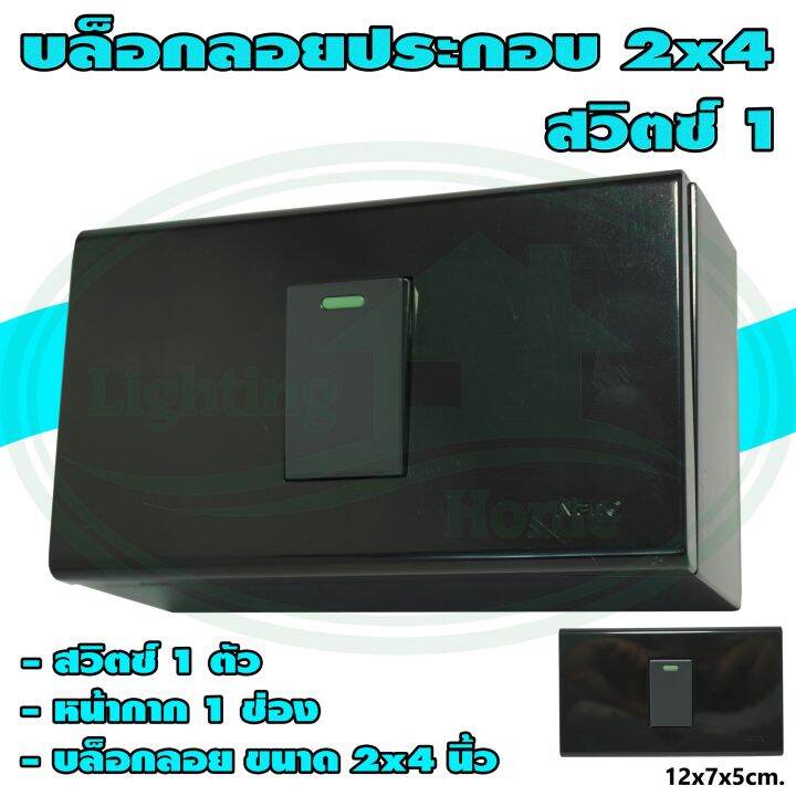 บล็อกลอย-ขนาด-2x4-นิ้ว-พร้อม-สวิตซ์-1-ตัว-สีดำ-g-18-ยกลัง-12-ชุด