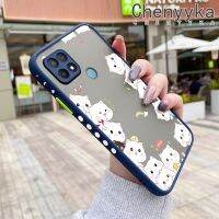 เคส Chenyyka สำหรับ OPPO เคส A15 A15s A35 4G เคสแข็งกันแรงกระแทกดีไซน์ใหม่ลายแมวน่ารักบางฝ้าเคสโทรศัพท์ขอบนิ่มแฟชั่นกรอบซิลิโคนคลุมทั้งหมดฝาครอบป้องกันเลนส์กล้อง