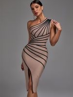 【YF】 One Shoulder Bandage Dress 2023 Women Elegant Sexy Evening Party High Quality Summer Birthday Club Outfits