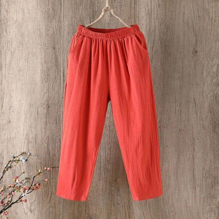 fashion-cotton-linen-harem-pants-women-summer-loose-4xl-solid-color-pants-high-waist-elastic-female-ankle-length-pants