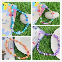 2021 New Colorful Acrylic Beads Pearl Charm Mobile Phone Chain Cellphone Strap Anti-lost Lanyard For Women Summer Jewelry