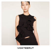 VICKTEERUT (ราคาปกติ 6,650-.) Sleeveless Blouse with Ruffle detailเสื้อแขนกุด ตกแต่งระบาย