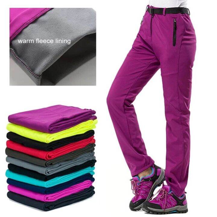 【Bilibili】 Softshell Fleece Pants Women Hiking Trekking Fishing Camping