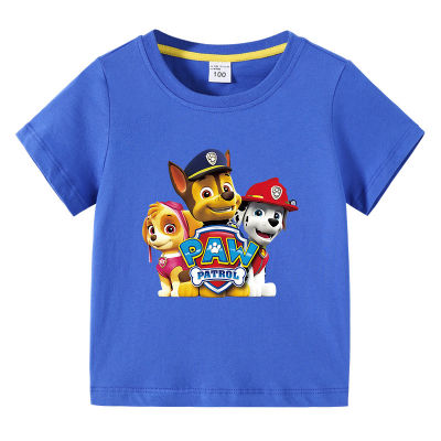 Paw Patrol เสื้อกล้ามแขนสั้นทารกผ้าฝ้ายลายการ์ตูนกราฟิกแขนสั้นเด็กเด็กผู้ชายเด็กผู้หญิง0000ฤดูร้อน