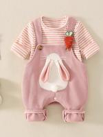 【Ready】? by autumn two-piece set of cartoon bny jumpsuit overs for baby rl prcess super cute set outdoor crawl suit