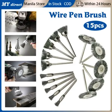 Drill Powered Scrub Brush15pcs 5mm Brass Wire Brush Set For Drill - Steel  Wire Polishing Brushes