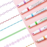 【Ready Stock】 ◈ C13 6pcs Line Shaped Highlighter Pen Multi Color Roller Tip Curve Liner Marker Highlighter Novelty Stationery