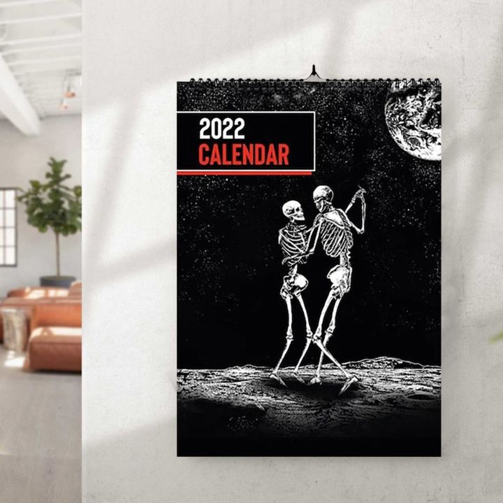 2022-gothic-art-wall-calendar-includes-12-dark-romantic-skeleton-illustrations-skull-couple-pendant-gothic-art-wall-calendar