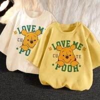 【Fashion】New  Disney Korean Womens T-shirts Pooh Bear Ulzzang Fashion Winnie Oversized Cartoon White Kawaii Tops Crop Teens For Girls Family แฟชั่นแขนสั้นผ้าฝ้าย