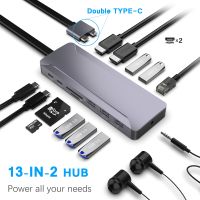 USB C Hub Type C Adapter Docking Station with 2 HDMI 100W PD 1 Gbps Ethernet RJ45 USB-C SD/TF Card Reader 3.5mm for Macbook Pro USB Hubs