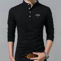 2022 Callaway Mens Golf Long Sleeve T-shirt classic solid color youth fashion business casual mens POLO shirt Towels