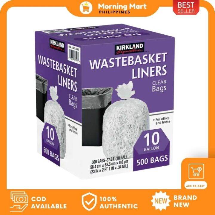 Kirkland Signature Office & Home Wastebasket Liners 10 Gal. 500pcs