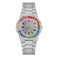 ⌚นาฬิกาปฏิทินเพชรสีสุดหรูนาฬิกาข้อมือควอตซ์ใหม่ผู้ชายสแตนเลสแบบสบายๆแฟชั่นนาฬิกานาฬิกาผู้ชายสำหรับใส่ทำงาน Relogio