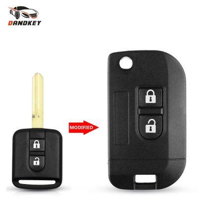 【CW】 Dandkey 2 Buttons Flip Folding Car Fob Cover Qashqai Micra Navara Almera Note primera