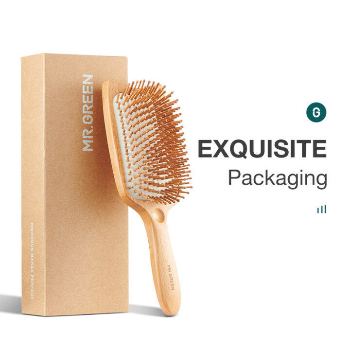 mr-green-hair-brush-wide-board-massage-natural-beech-cat-s-head-design-comb-gasbag-hairbrush-for-dry-wet-hair-detangler-women-แปรงผมสีเขียวth