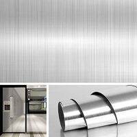 Silver Contact Paper Stainless Steel Home Appliance Packaging Adhesive  Vinyl Kitchen Decorative Wallpaper Door Hardware Locks