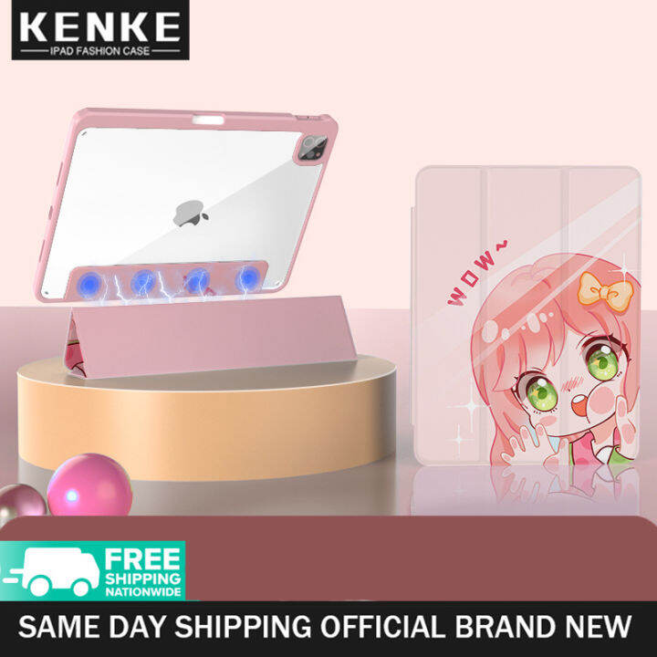 kenke-acrylic-ipad-case-เคสไอแพด-พาสเทล-การ์ตูนน่ารักสัตว์อะนิเมะ-case-ถอดแม่เหล็ก-case-กับดินสอ-case-ขวาดินสอสล็อต-build-in-สำหรับ-ipad-2021-mini-6-ipad-2020-pro-11นิ้ว2021-7th-8th-9th-gen-ipad-air-4