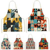 Geometry Polygon Style Apron Women Cleaning Pinafore Apron Kids Splicing Printing Sleeveless Aprons Home Custom Room Aprons Bib