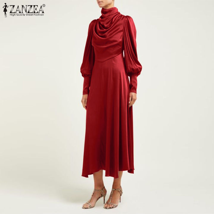 [Clearance Sale Murah] Celmia ZANZEA Womens Satin Silky Long Dress Puff ...
