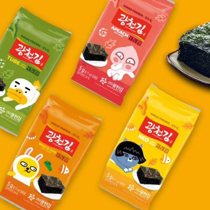 สาหร่ายเกาหลี-กากาวเฟรนส์-รส-original-kakao-friends-traditional-seaweed-5gx3ซอง