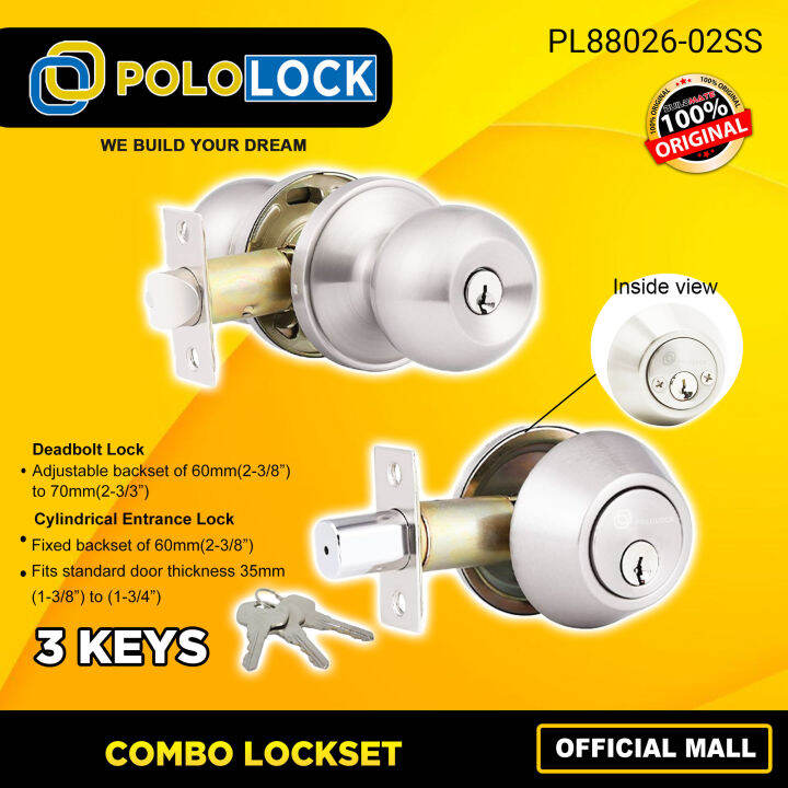 Pololock Combo Lockset Stainless Steel Doorknob And Double Deadbolt