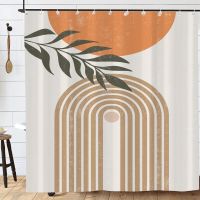 Baltan HOME LY1 Japanese Style Oriental Bohemian Style Shower Curtain Palm Leaf Arch Distressed Bathroom Curtain Polyester Waterproof