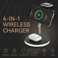 Magnetic 3 In 1 Wireless Charger สำหรับโทรศัพท์13 12 Pro Max Mini Watch 7 6 Air Pods 3เครื่องชาร์จตั้งโต๊ะพร้อมไฟกลางคืน