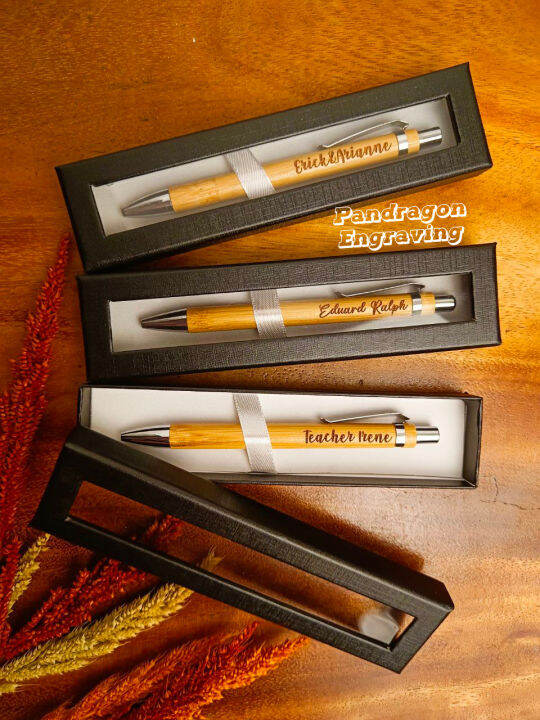 Personalized Bamboo Ball Pen with Name Engrave ( Available with Window
