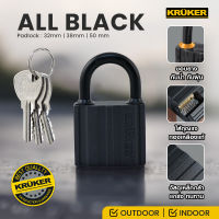 ส่งฟรี KRUKER กุญแจ พร้อมลูกกุญแจ 3ดอก กุญแจ All Black Padlock ใส้ทองเหลืองแท้ วัสดุเหล็กดำ