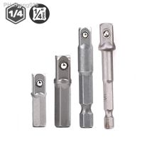 4pcs Drills Sockets Adapter For Impact Driver W/ Hex Shank To Square Socket Drill Bits Bar Extension 1/4 quot; Hand Tools Set Sockets