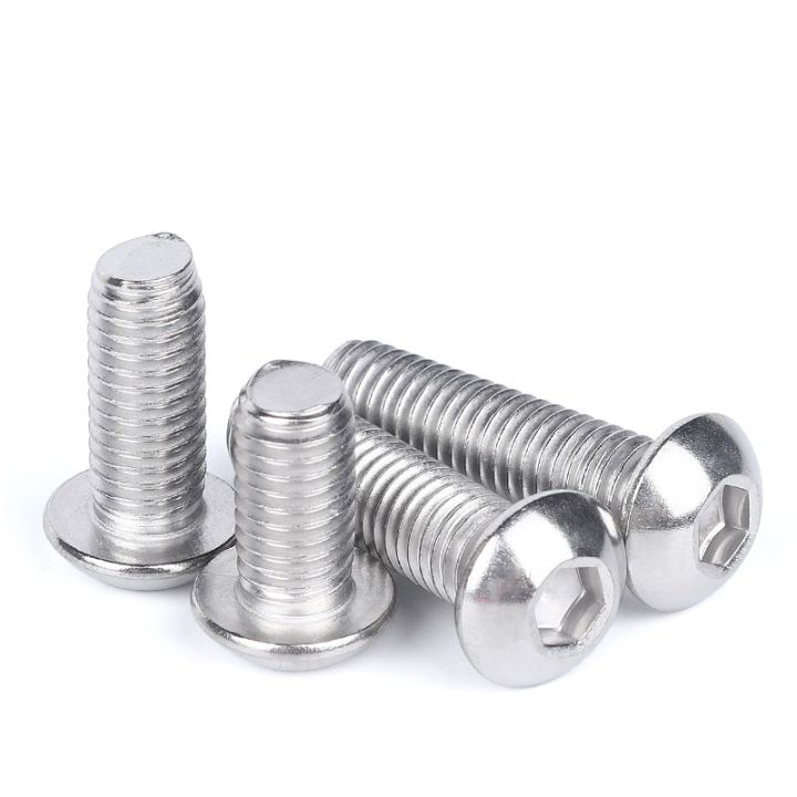 10pcs-1-4-3-8-5-16-2-4-6-8-10-304-stainless-steel-anglo-american-round-pan-head-hexagon-socket-screw-button-head-allen-bolt-nails-screws-fastener