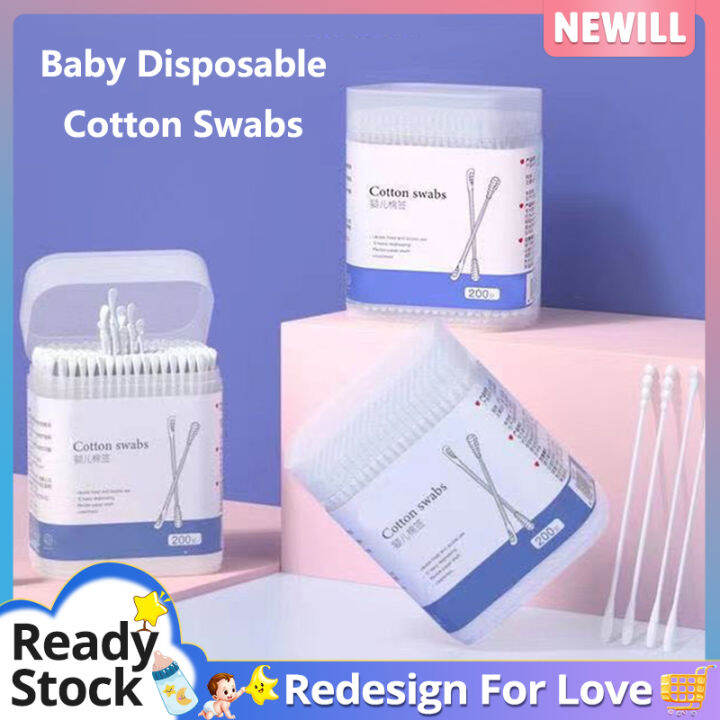 200 Pcs/Pack Baby Disposable Cotton Swabs Baby Special Ear Spoon Double