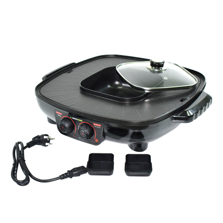 smart-home-electric-grill-with-pot-2-in-1-s-เตาปิ้งย่างเอนกประสงค์หร้อมหม้อสุกี้-ขนาดใหญ่-sm-eg1802-อาหารไม่ติดกระทะ-ล้างออกง่าย