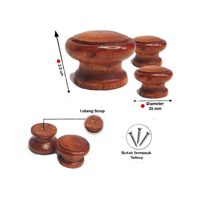 Handle Tarikan Knob Kayu Knop Kayu Plus Sekrup Lazada Indonesia