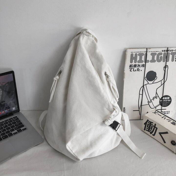 cotton-canvas-backpack-womens-korean-niche-backpack-solid-color-unprinted-large-capacity-student-schoolbag-mens-tooling-style-2023