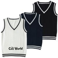 【CW】 S-XXLAutumn Men 39;s Women 39;s Sleeveless Stripes Knit Vests Pullovers V Neck SweatersJK School Uniform Student Clothes