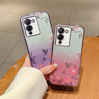 เคสสำหรับ Infinix Note 12 G96 / Infinix Note 12 Pro (4G) ลายดอกไม้ติดเพชรแวววาวดีไซน์ลายดอกไม้เคสมือถือซิลิโคนกันกระแทกฝาครอบด้านหลังเคสป้องกันสำหรับเด็กผู้หญิง