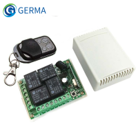 GERMA 433 เมกะเฮิร์ตซ์ไร้สายสวิทช์ DC12V 4CH รีเลย์ตัวรับสัญญาณรีเลย์ + 4 ปุ่มรีโมทคอนโทรล RF 433 เมกะเฮิร์ตซ์เครื่องส่งสัญญาณสำหรับโรงรถประตู-ygdds