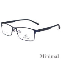 กรอบแว่นตา สำหรับตัดเลนส์ แว่นสายตา แว่นตา รุ่น Minimal 89078 สีน้ำเงินกรอบเต็ม ทรงเหลี่ยม ขาข้อต่อ วัสดุ สแตนเลส สตีล  รับตัดเลนส์ทุกชนิด