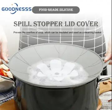 2 Pcs Spill Stopper Silicone Cover,overflow Stopper Lid,reusable Boil Over Spill  Stopper,splatter Lid,for Pans Microwave