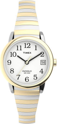 Timex Womens Easy Reader 25mm Watch – Two-Tone Case White Dial with Tapered Expansion Band