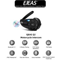 EJEAS Q2หมวกกันน็อคมอเตอร์ไซค์ Bluetooth Intercom Headset, 2-Rider Talk In Real Time,Bluetooth 5.1 Waterproof 1 Pack