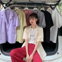 Cic(12-1)BLAZER แขนสั้นเนื้อผ้าสูทลินิลื่นทรงปล่อย สีพาสเทลกระเป๋าหน้าคู่สีหวานมากๆ