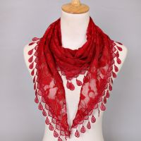 【CC】❏♝✲  Scarf  Color Tassel Headscarf Hollow Out Shawls Scarves Thin See Through