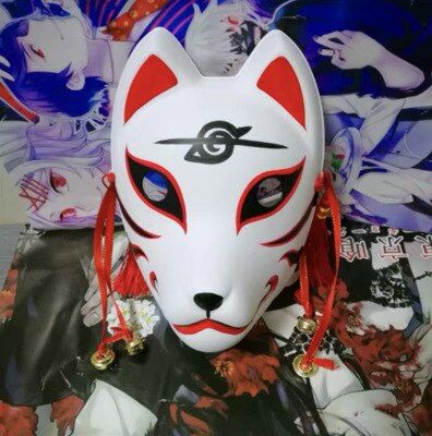 มือทาสีปรับปรุง Anbu หน้ากากญี่ปุ่น Kitsune ฟ็อกซ์หน้ากากเต็มใบหน้าหนาพีวีซีสำหรับเครื่องแต่งกายคอสเพลย์