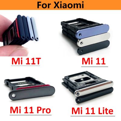 อะแดปเตอร์ที่ใส่ถาดซิมช่องเสียบบัตรการ์ด SD ใหม่เหมาะสำหรับ Xiaomi Mi 11 Lite 11 Pro 11T Mi 12 Mi12อะไหล่สำรองสีดำ/ สีฟ้า/สีขาว