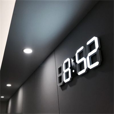 [24 Home Accessories] นาฬิกาติดผนัง LED 3D ดีไซน์ทันสมัยมีการแจ้งเตือนโต๊ะดิจิตอลไฟกลางคืนนาฬิกาผนังสำหรับ Hiasan Kamar ในบ้าน