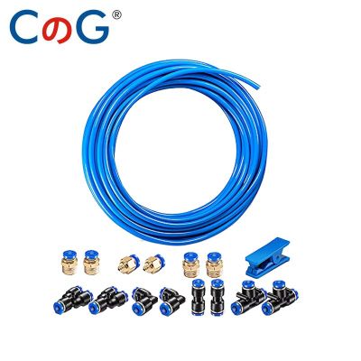 CG 6x4 8x5 Pneumatic Tubing Orange PU Air hose Pipe Tube Kit 5/32 inch or 4mm OD 2.5mm 10 Meter With PC Fitting and Tube Cutter Pipe Fittings Accessor
