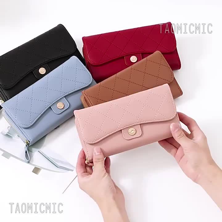 TAOMICMIC Authentic 11.11 Discount Event Japanese Style Simple Multi Functional Three Fold Women s Diamond Design Wallet Long Good looking Portable Mobile Coin Purse Lazada PH